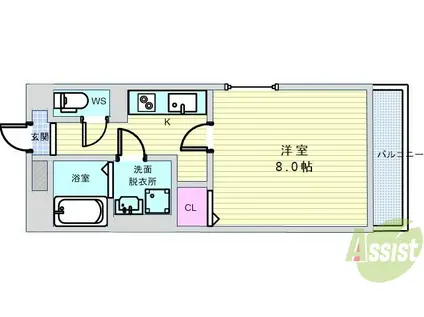 リコルテ サントルモンターニュ(1K/1階)の間取り写真