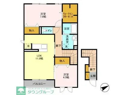 ペンブロークII(2LDK/2階)の間取り写真