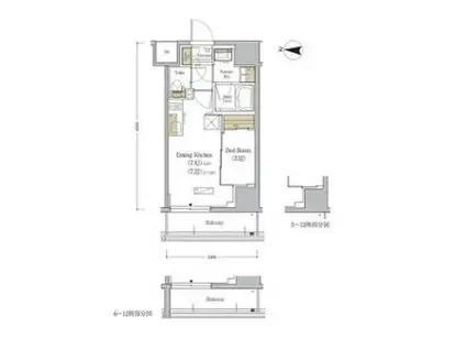 アーバネックス森下ウエスト(1DK/12階)の間取り写真