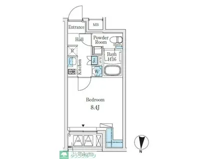 SOLASIARESIDENCE亀戸(1K/4階)の間取り写真