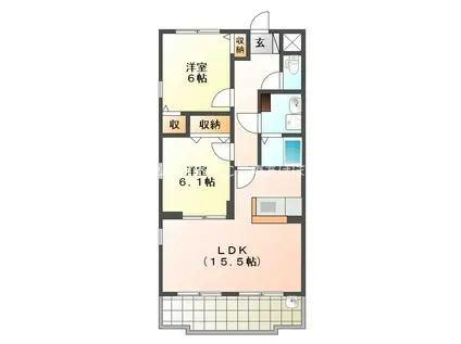 GREEN FIL(2LDK/2階)の間取り写真