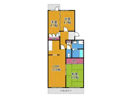 グリーンヒル小金台(3LDK/3階)の間取り写真