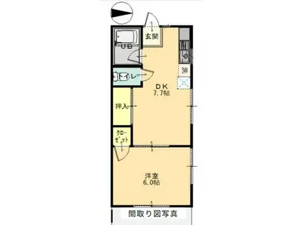 ジュマベール舞木(1DK/2階)の間取り写真