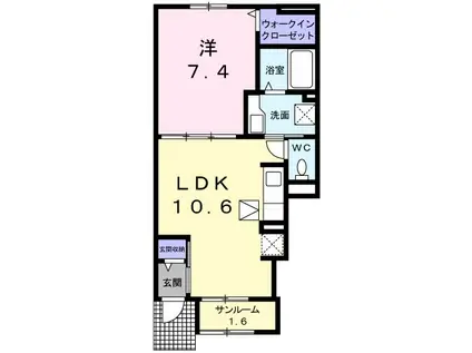 ヴィラ大畑B(1LDK/1階)の間取り写真