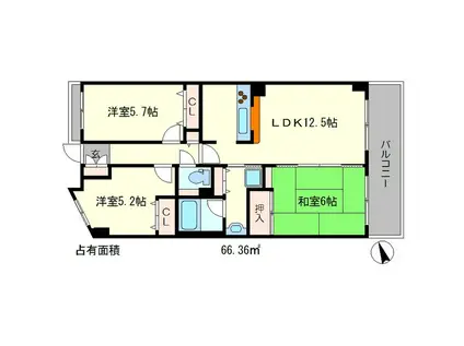グランドメゾン修学院(3LDK/4階)の間取り写真