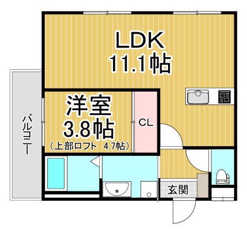 MICAELENOKURAKUEN(1LDK/1階)の間取り写真