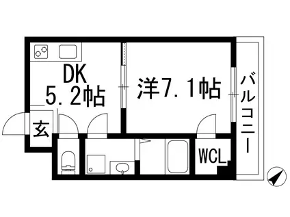 エレガンテ宝塚(1DK/4階)の間取り写真