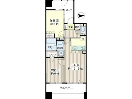 ヨコハマオールパークス四街区(2LDK/4階)の間取り写真