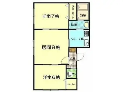 リバティ東雲(2LDK/4階)の間取り写真