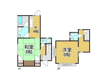 上松ハイツ(2K/2階)の間取り写真