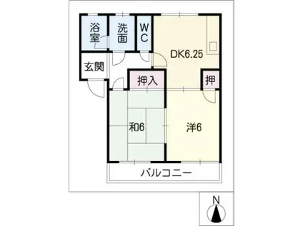 サンコートB棟(2DK/2階)の間取り写真