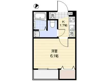 エスカリエ・ブルー(1K/2階)の間取り写真