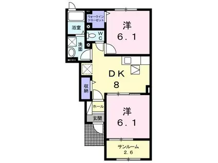 ラヴニール悠(2DK/1階)の間取り写真