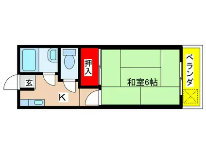 美芳ハイツ(1K/1階)の間取り写真