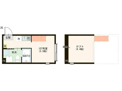 ハーモニーテラス上石神井V(ワンルーム/1階)の間取り写真