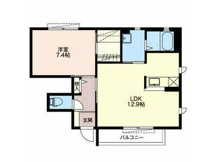 エクレール富士A(1LDK/1階)の間取り写真