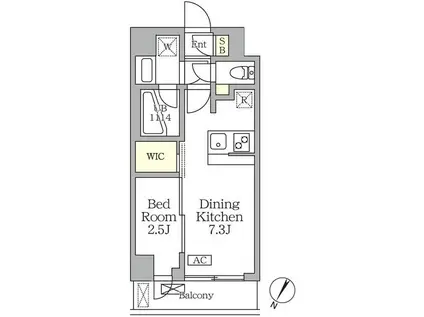 アジールコート三宿テラス(1DK/4階)の間取り写真