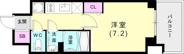 GENOVIA神戸湊川公園(1K/12階)の間取り写真