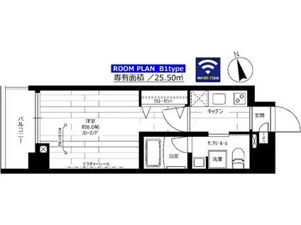 ステージグランデ上野(1K/5階)の間取り写真