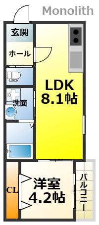 KS ノース PLACE(1LDK/2階)の間取り写真