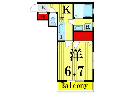 クレールシャンブル(1K/2階)の間取り写真