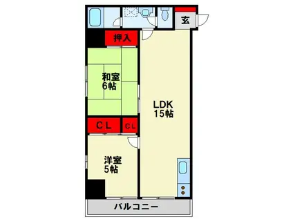 コンフォート高見(2LDK/6階)の間取り写真