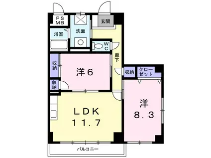 シエル青山(2LDK/2階)の間取り写真