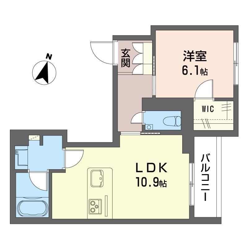 風香西新宿(1LDK/3階)の間取り写真