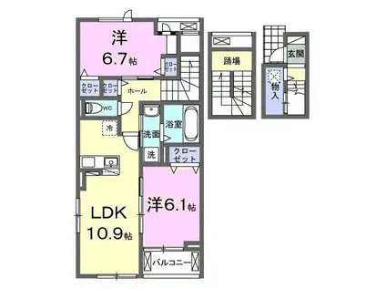 ヴィラ デ オーブVI(2LDK/3階)の間取り写真