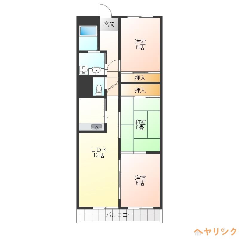 アベニュー藤(3LDK/4階)の間取り写真