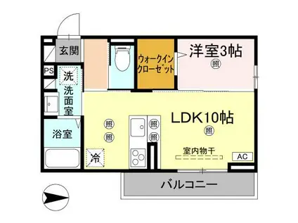 ドリーム庄町II(1LDK/3階)の間取り写真