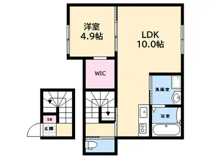 ダグラス・バレット上の浜(1LDK/2階)の間取り写真