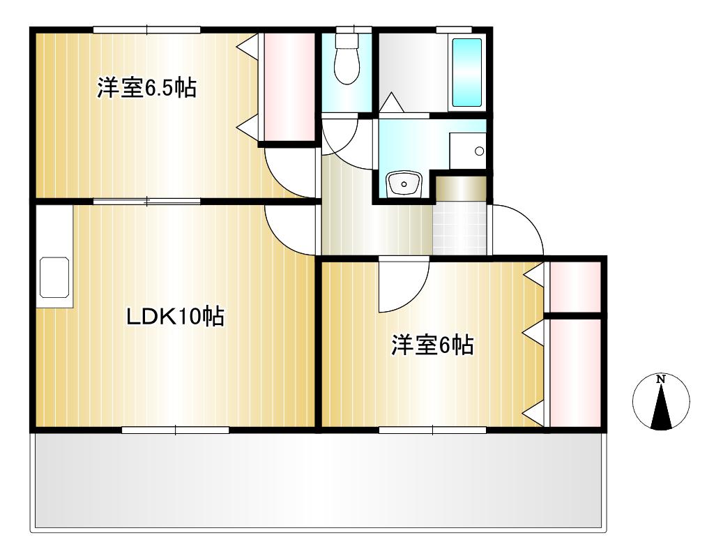 中庄コリーヌ東A棟(2LDK/1階)の間取り写真