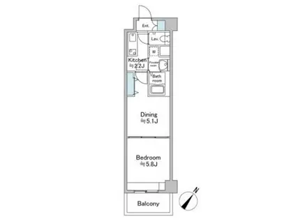 ソナーレ横浜(1DK/6階)の間取り写真