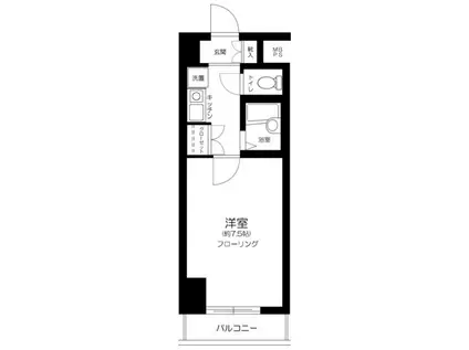 エクセリア文京池之端(1K/3階)の間取り写真