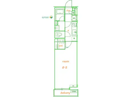 リブリ・FEEL-M湘南II(1K/3階)の間取り写真