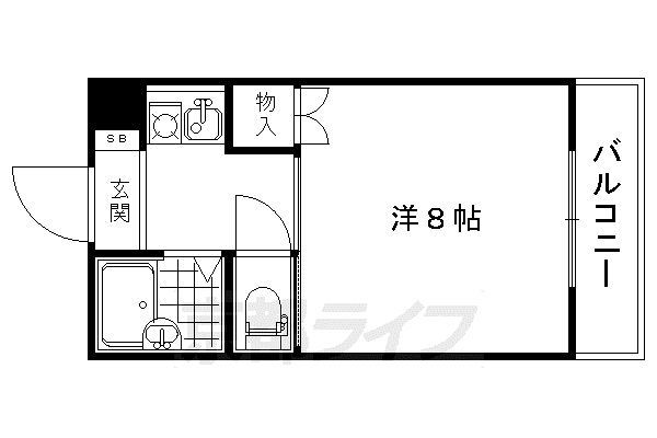 エーデルKATABIRA(1K/2階)の間取り写真