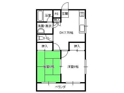 パレドールおおの(2DK/2階)の間取り写真