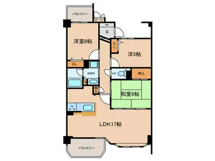 ライオンズガーデン八田(3LDK/8階)の間取り写真