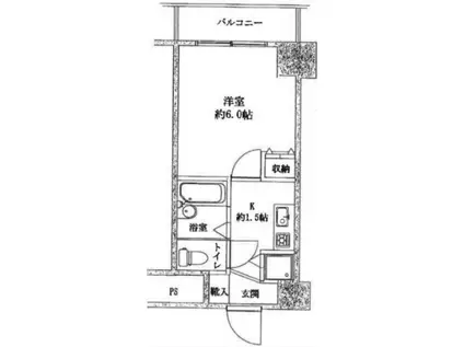 スカイコート三田慶大前(1K/4階)の間取り写真
