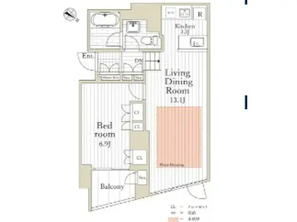 富士見イースト FUJIMI イースト(1LDK/3階)の間取り写真