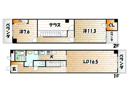 コートモデリア(2LDK/2階)の間取り写真