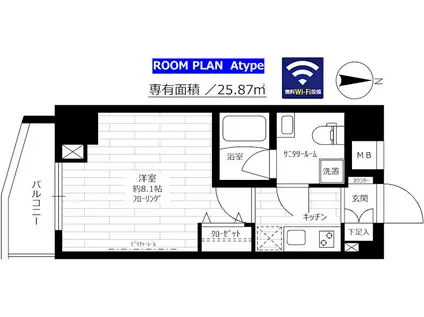 グランドコンシェルジュ亀戸(1K/8階)の間取り写真