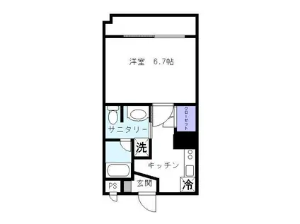 Jプレイス宝町(1K/7階)の間取り写真