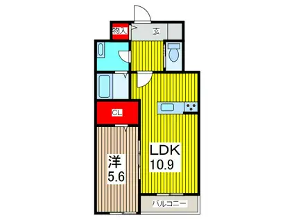 VIEUNO WARABI(1LDK/3階)の間取り写真