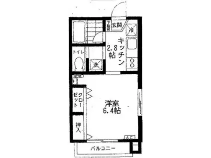海神駅前カワイビル(1K/2階)の間取り写真