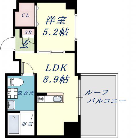 ヴァローレ布施(1LDK/5階)の間取り写真