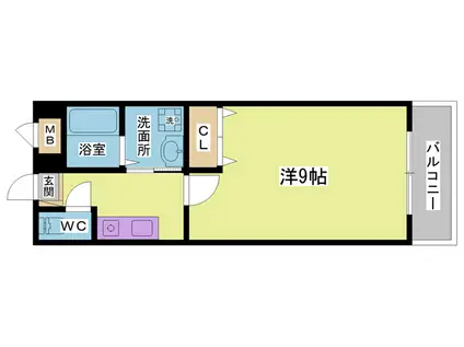 グランシティKOBE(1K/3階)の間取り写真