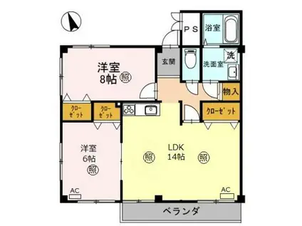 メゾン嵐山(2LDK/4階)の間取り写真