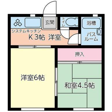 ピアパークI(2K/1階)の間取り写真